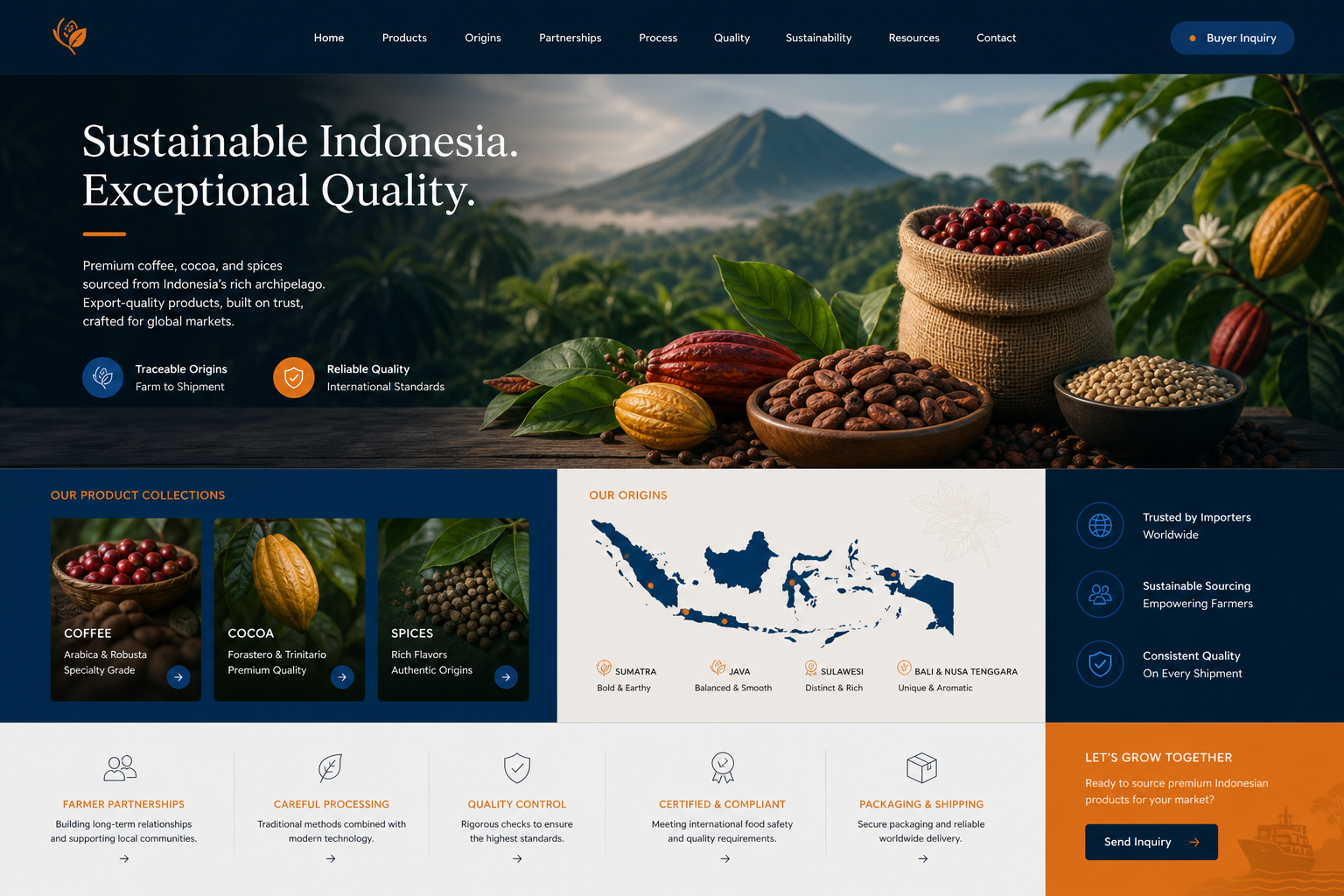 Preview website eksportir paket Starter